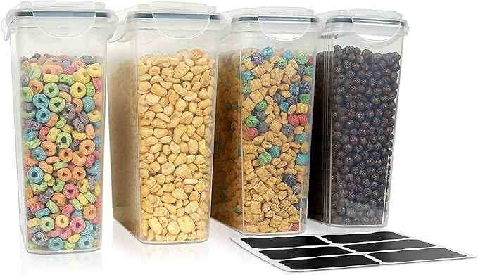 Cereal Containers Storage Set Large (6 Pack) Airtight Food Storage Containers for Kitchen & Pantry Organization, Cereal Storage Container Set for Crunchiness, 6 Pack