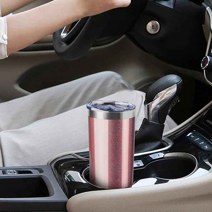 20 oz Skinny Tumbler with Lid and Straw,Stainless Steel Vacuum Insulated Tumbler Cup Double Wall Leak-proof Coffee Mug,Travel Thermal Water Tumbler for Office,Outdoor (Black/White/Rose gold/Silver)