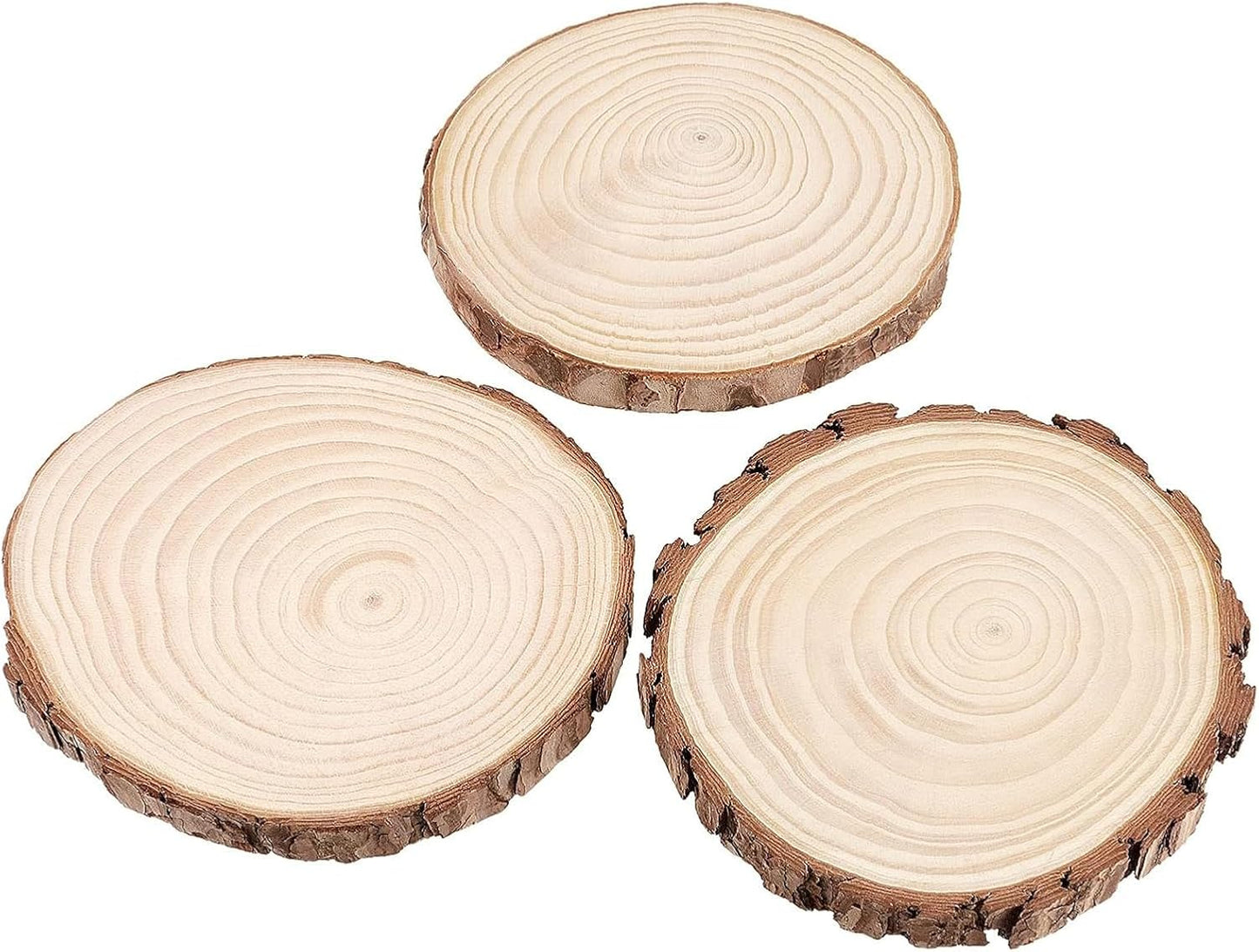 FUNSUEI 12 PCS 5.9-6.3 Inch Unfinished Natural Wood Slices, Natural Wood Coasters with Bark, Wooden Circles for DIY Arts and Crafts, Christmas Ornaments,Rustic Wedding Ornaments