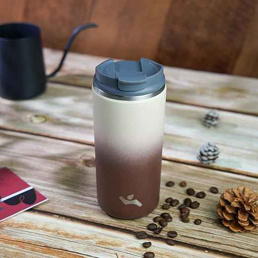 Konokyo Tumbler with Lid, 12 oz Travel Coffee Mug Double Wall Vacuum Stainless Steel Thermal Metal Cup Insulated Water Bottle,Latte