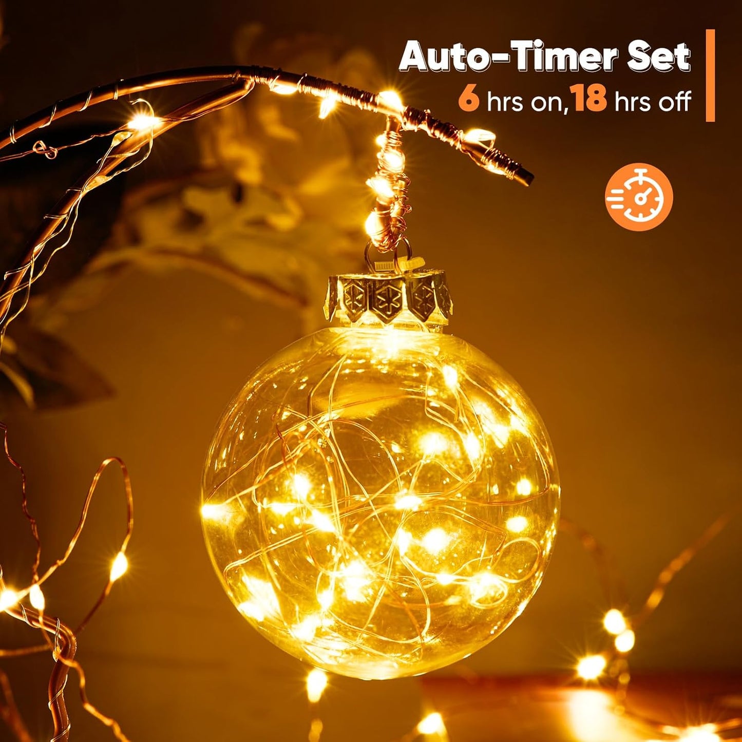 1 Pack 16.4 Ft. Battery Operated Outdoor String Lights with Remote & Timer, LED Warm White Fairy Lights, Waterproof Twinkle Lights for Bedroom, Dorm, Mason Jar, Wedding, Party, Christmas