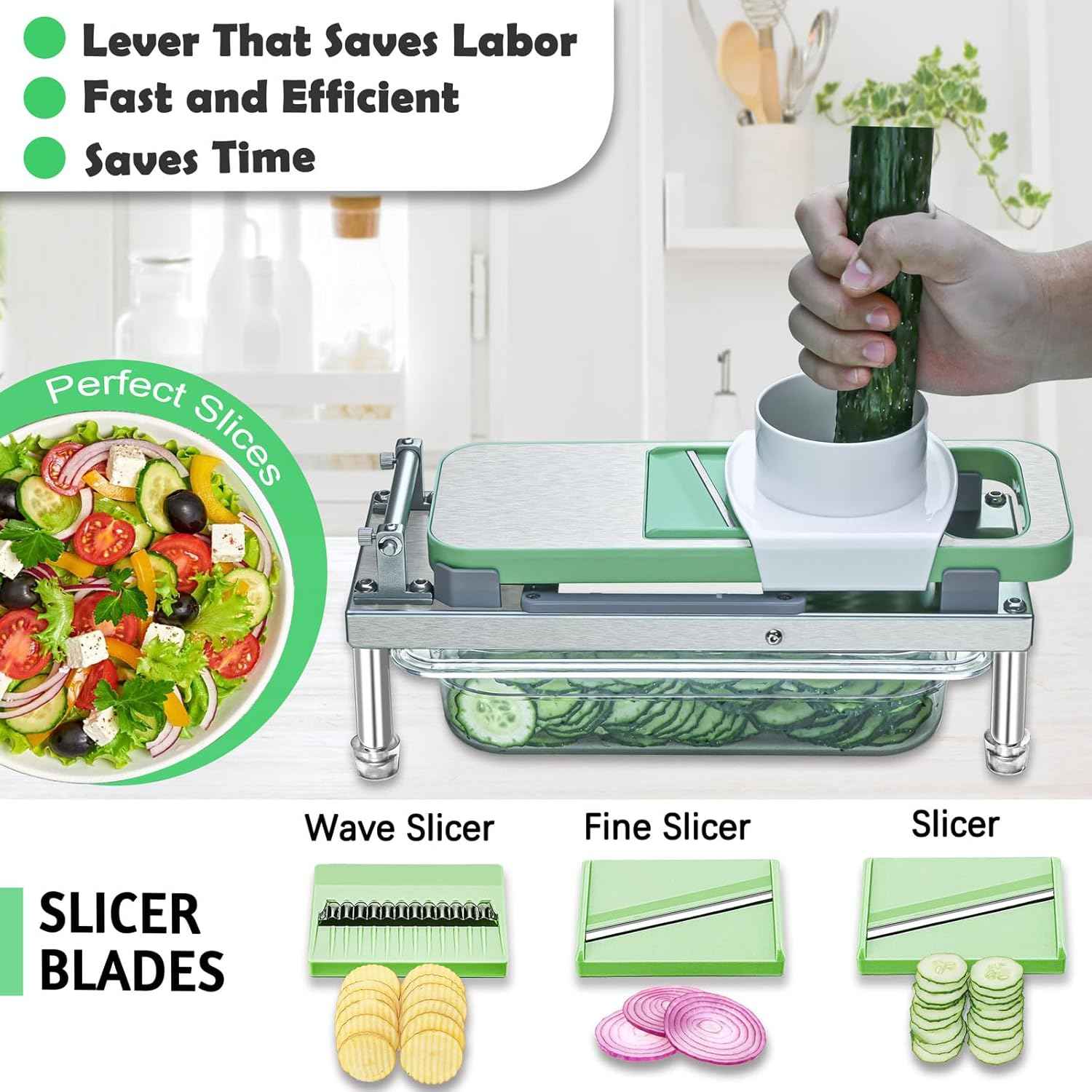 Stainless steel Vegetable Chopper, Veggie Chopper With 10 Blades, Onion Dicer with Container, Food Cutter & Grater Mandoline Slicer