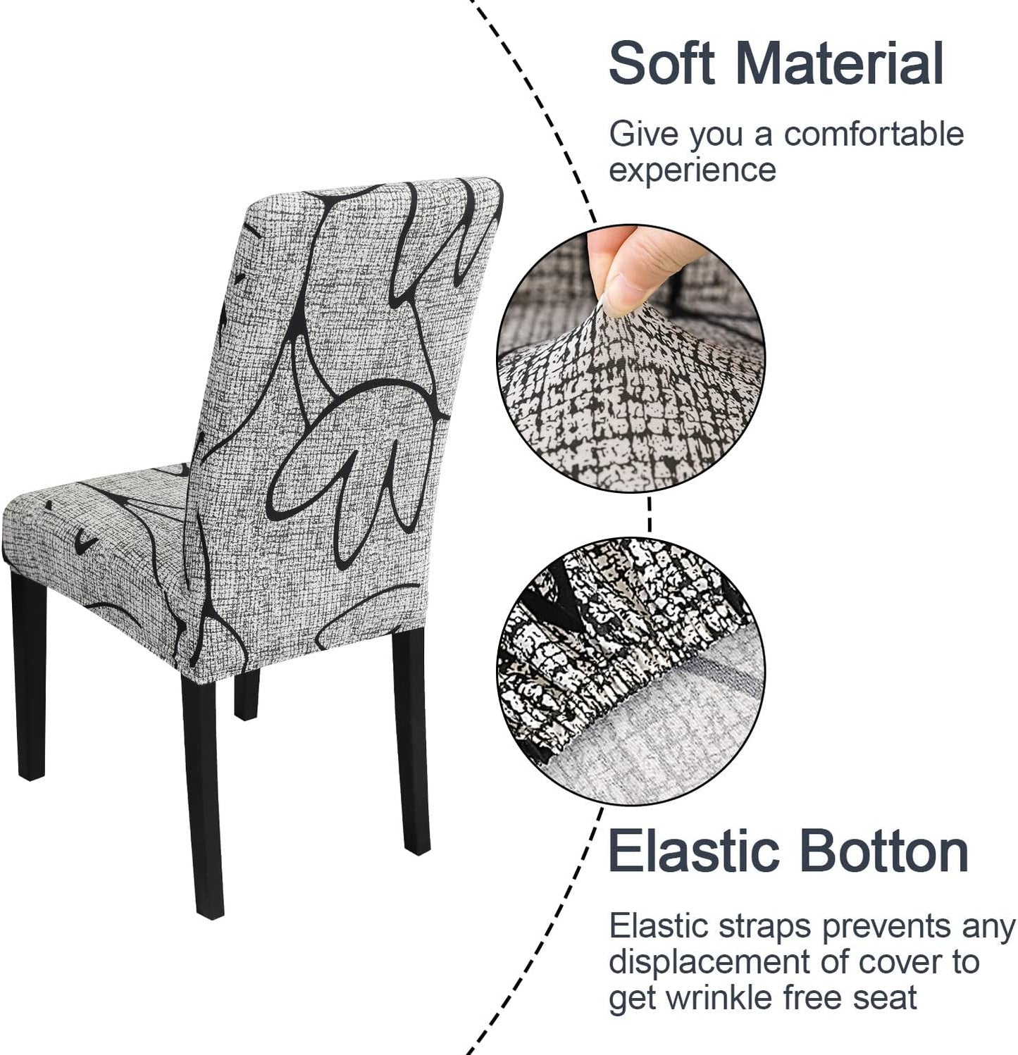 JQinHome Pattern Chair Covers for Dining Room Set of 2, High Stretch Removable Washable Parsons Chair Slipcover for Home Party Hotel Wedding Ceremony (2PCS, Lotus Gray)