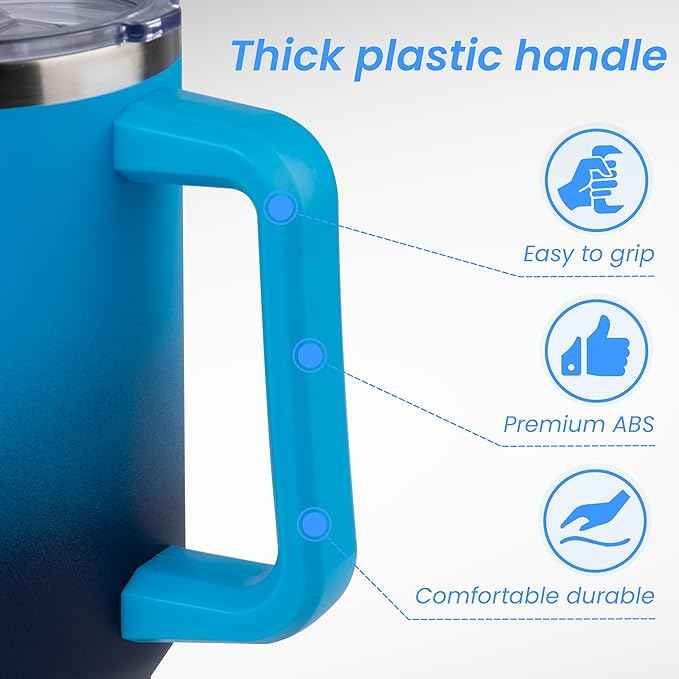 DOMICARE 40 oz Tumbler with Handle and Straw, Stainless Steel Tumbler with Lid and Straw, Reusable Vacuum Insulated Cup, Travel Coffee Mug, Blue Gradient, 1Pack