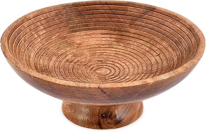 NIRMAN FRUIT BOWL Mango Wood Round Shaped Serving Bowl For Fruit,Dessert Platter Tray Dish Kitchen Dining Fruit,Dessert,Snack (12" x 12" x 5")