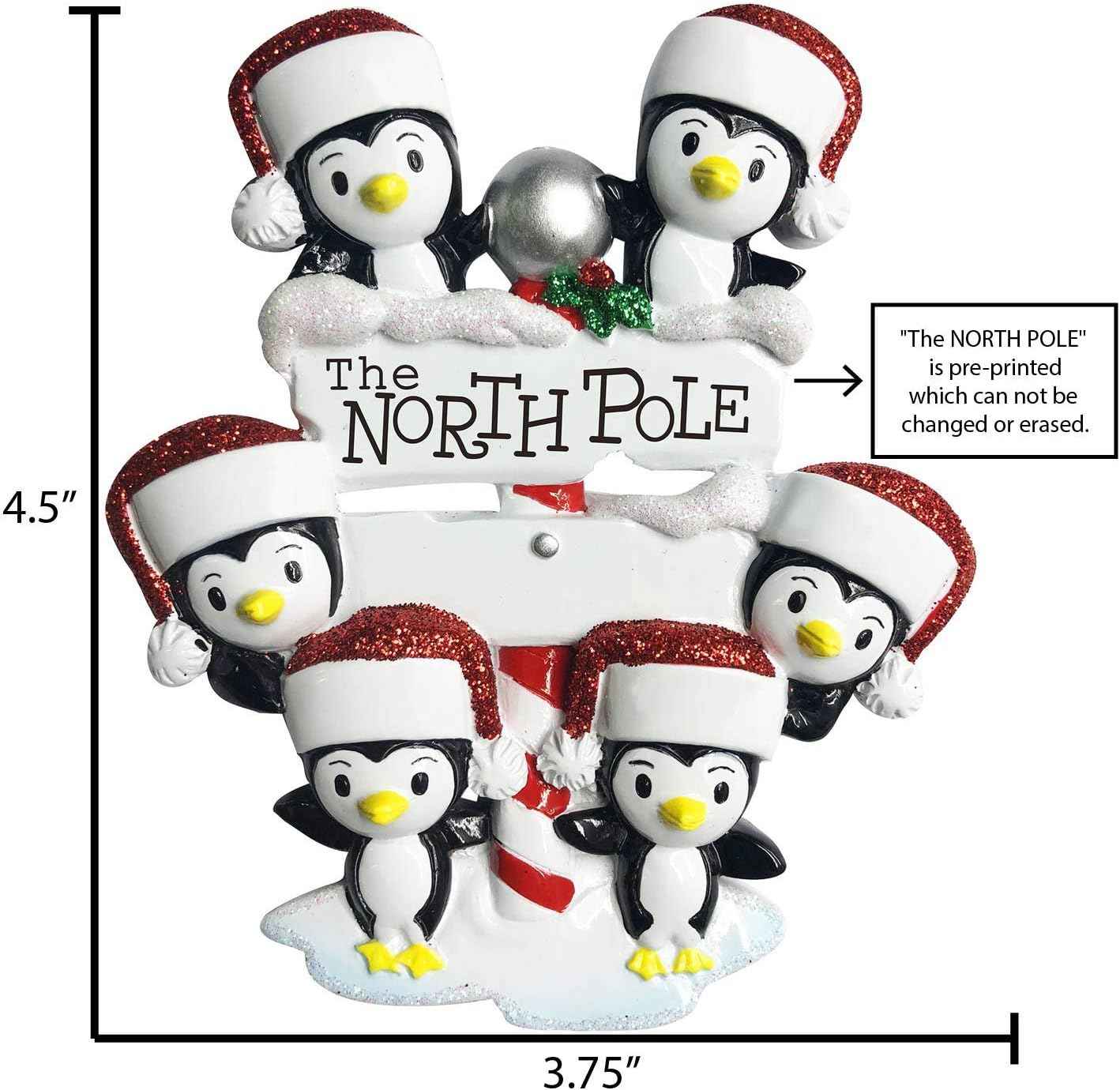 3D North Pole Penguins Family of 6 Ornament 2025 Personalized Family Christmas Ornaments 2025 | Joyful Winter Holiday Personalized Tree Ornaments for Grandchildren Siblings & Grandkids of Six Ornament