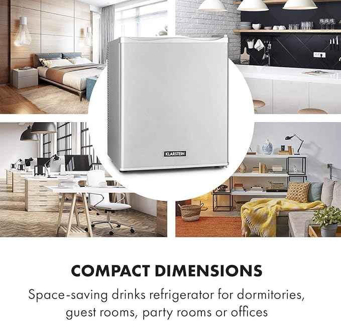 Klarstein Happy Hour – Mini bar, réfrigérateur à boissons, Compression, température de refroidissement : 5-15 °C, classe d'efficacité énergétique A, silencieux : 0 dB, lumière LED, 25 L, Argent