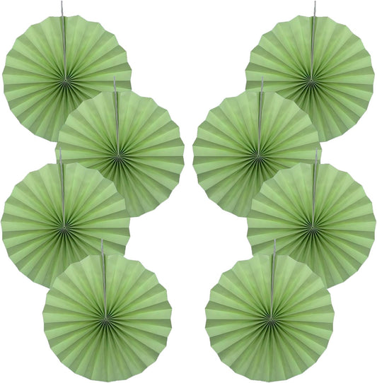 Green Hanging Paper Fans,12in,30 Color,DIY Set,Light Green,Military Theme,Birthday Occasion
