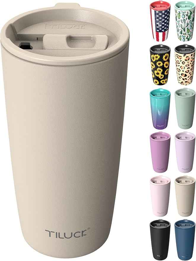 TILUCK 20 oz Insulated Tumbler with BPA-Free Lid, Stainless Steel Vacuum Travel Coffee Mug, Double Wall Coffee Tumbler（20oz，Matte MistyGray）