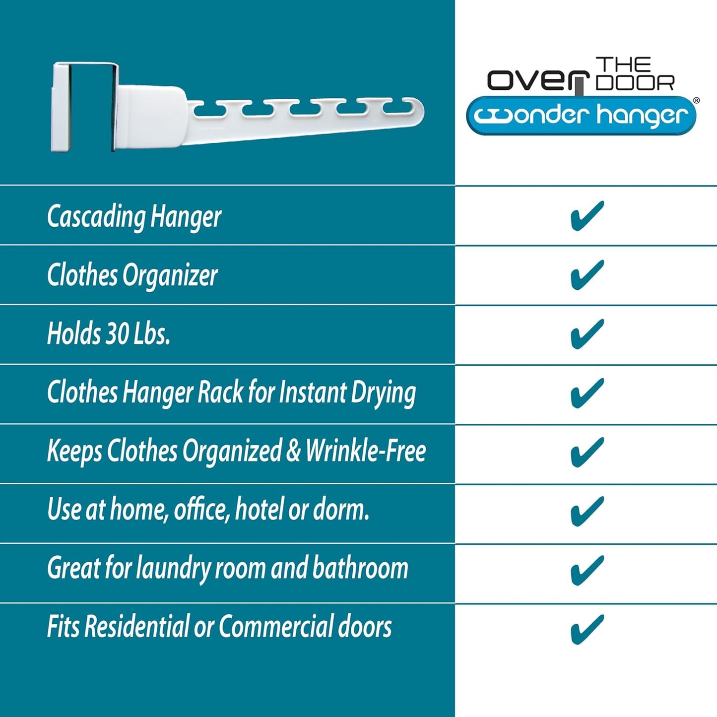 Wonder Hanger Over The Door 2-Pack Organizer for Clothes Hangers, Space-Saving Cascading Hanger Hooks, White - Lumora Casa