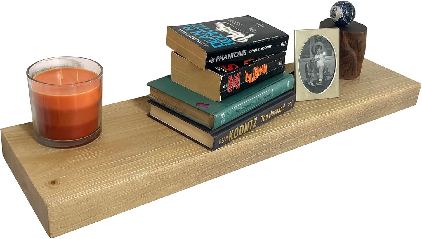joelsantiques 36 Inch Wooden Floating Shelves for Wall - 36x6x2 in - Made of Natural Wood - Long Heavy Duty Rustic Wall Shelves for Bedroom - Perfect for Living Room, Kitchen - Natural