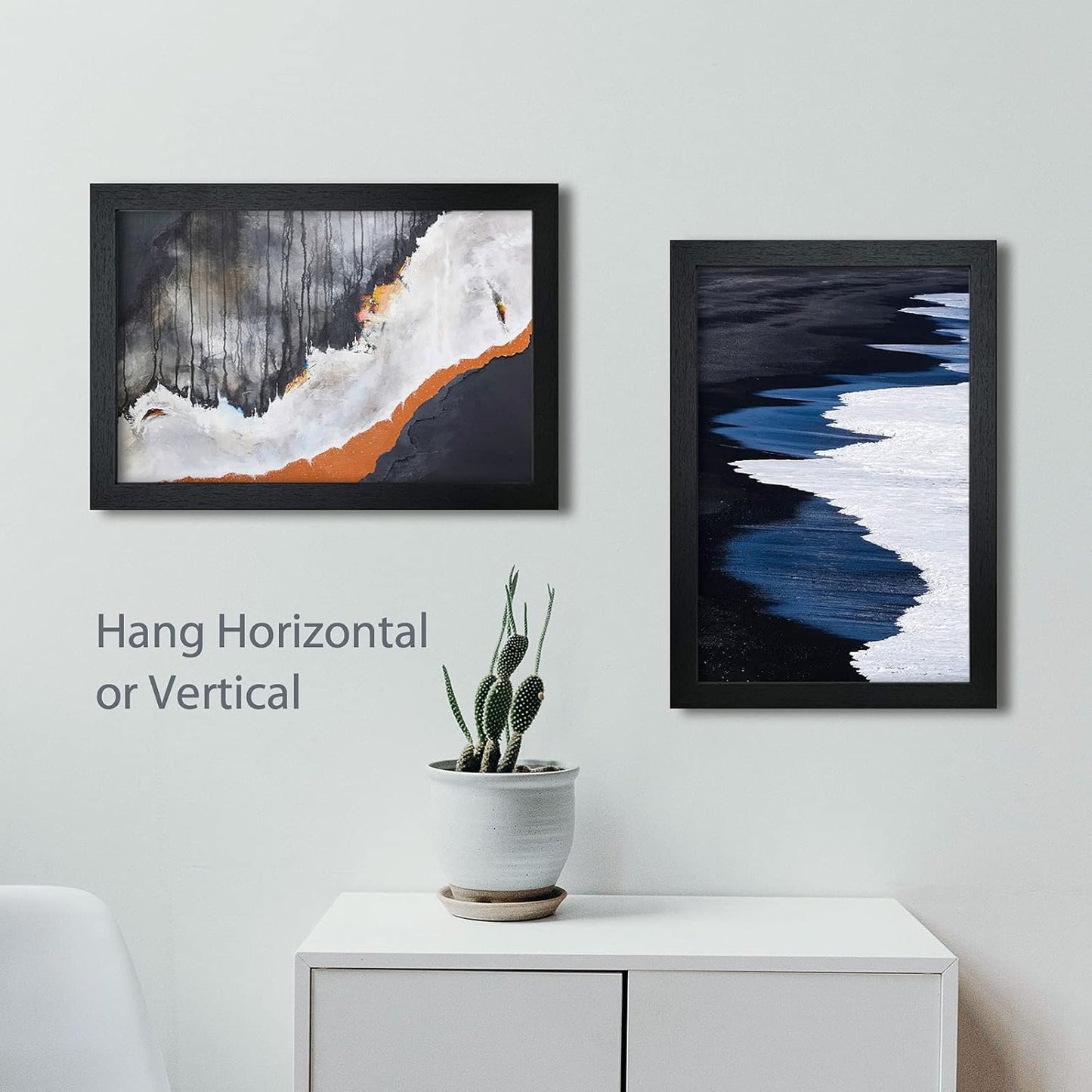 VCK Poster Frames 13x19 Black 3 Pack, Solid Wood Picture Frames for Wall Mounting Hanging Art and Puzzle Frame