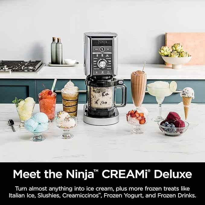 Ninja NC501 CREAMi Deluxe 11-in-1 Ice Cream & Frozen Treat Maker for Ice Cream, Sorbet, Milkshakes, Frozen Drinks & More, 11 Programs, with 2 XL Family Size Pint Containers Cherry Red (Renewed)