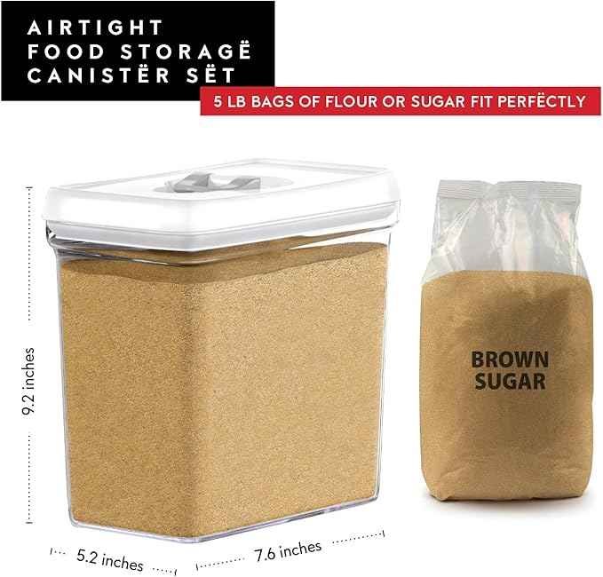 DWËLLZA KITCHEN Large Airtight Food Storage Containers with White Lids (3.8L, 0.8L) - Clear Plastic Bulk Food Pantry & Kitchen Storage Containers for Flour, Sugar 4 Pc BPA-Free, Keeps Fresh & Dry