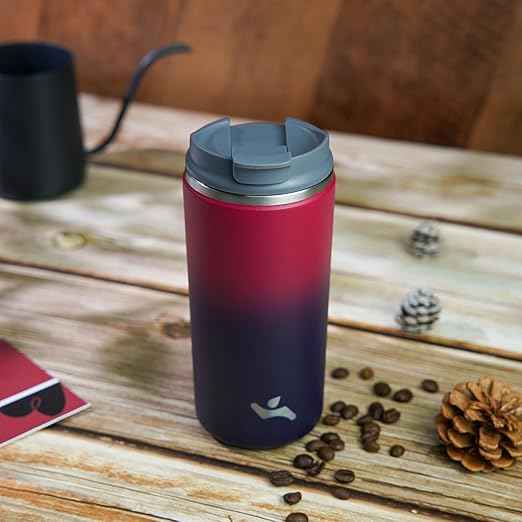 Konokyo Tumbler with Lid, 12 oz Travel Coffee Mug Double Wall Vacuum Stainless Steel Thermal Metal Cup Insulated Water Bottle,Rosy Red