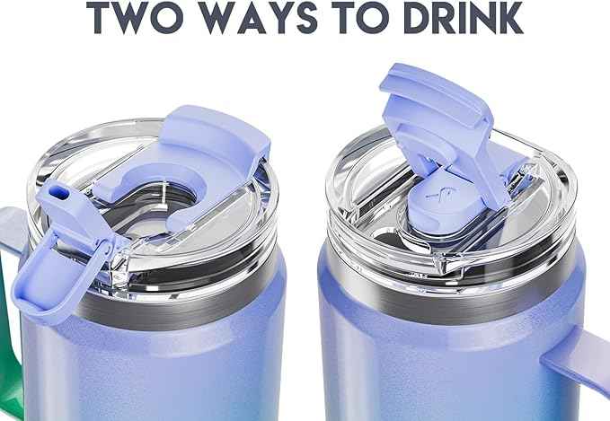 Meoky 32oz Tumbler with Handle, Stainless Steel Travel Mug with 2-in-1 Straw and Sip Lid, Vacuum Insulated Coffee Mug, 100% Leak Proof, Keeps Cold for 24 Hours or Hot for 8 Hours (Fairyland)