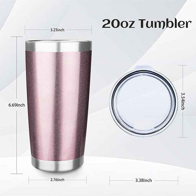 StarSpeed 20oz Tumbler Bulk with Lid, Stainless Steel Insulated Tumblers Double Wall Vacuum Insulated Travel Mug, Powder Coated Coffee Cups for Hot and Cold Drinks(Rose Gold,1)