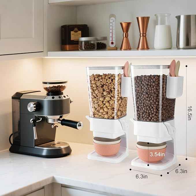 Osacoe Cereal Dispenser Countertop 2 Pack with Bowls Spoons Cutlery Box,5.5 QT Dry Food Dispenser Snack Organizer Containers Storage with Lids for Pantry Kitchen Organization Oatmeal Nut Granola Candy