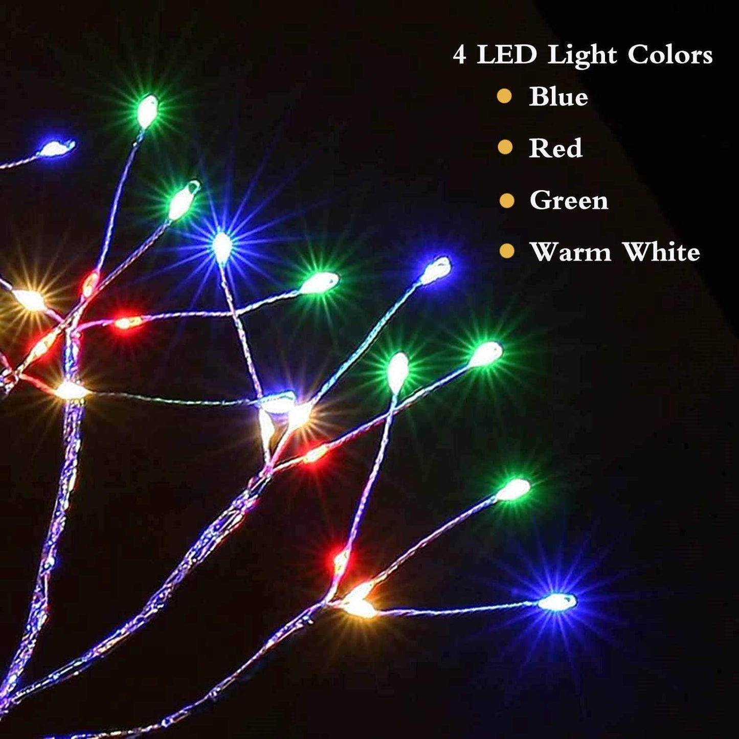 20" 108 LED Tabletop Bonsai Tree Light, Sparkly Fairy Spirit Tree Lights, Battery/USB Operated, DIY Artificial Tree Lamp for Bedroom Desktop Christmas Indoor Decoration Lights (Colorful)