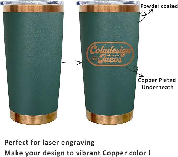 20 oz Tumblers Stainless Steel Tumbler with Lid and Straw Insulated Copper Coffee Mug for Laser Graving 21oz Powder Coated Cup(Green,6 pack)