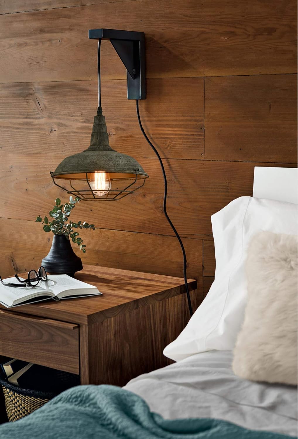 DANSEER Farmhouse Plug in Pendant Light with 16 Feet Hanging Cord Hanging Lighting Fixture