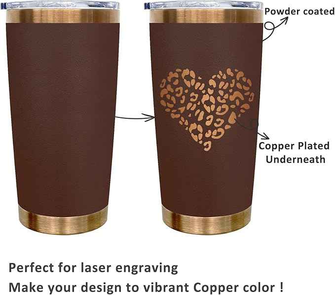 20 oz Tumblers Stainless Steel Tumbler with Lid and Straw Insulated Coffee Mug for Laser Graving 26oz Powder Coated Cup(Coffee,1 pack)