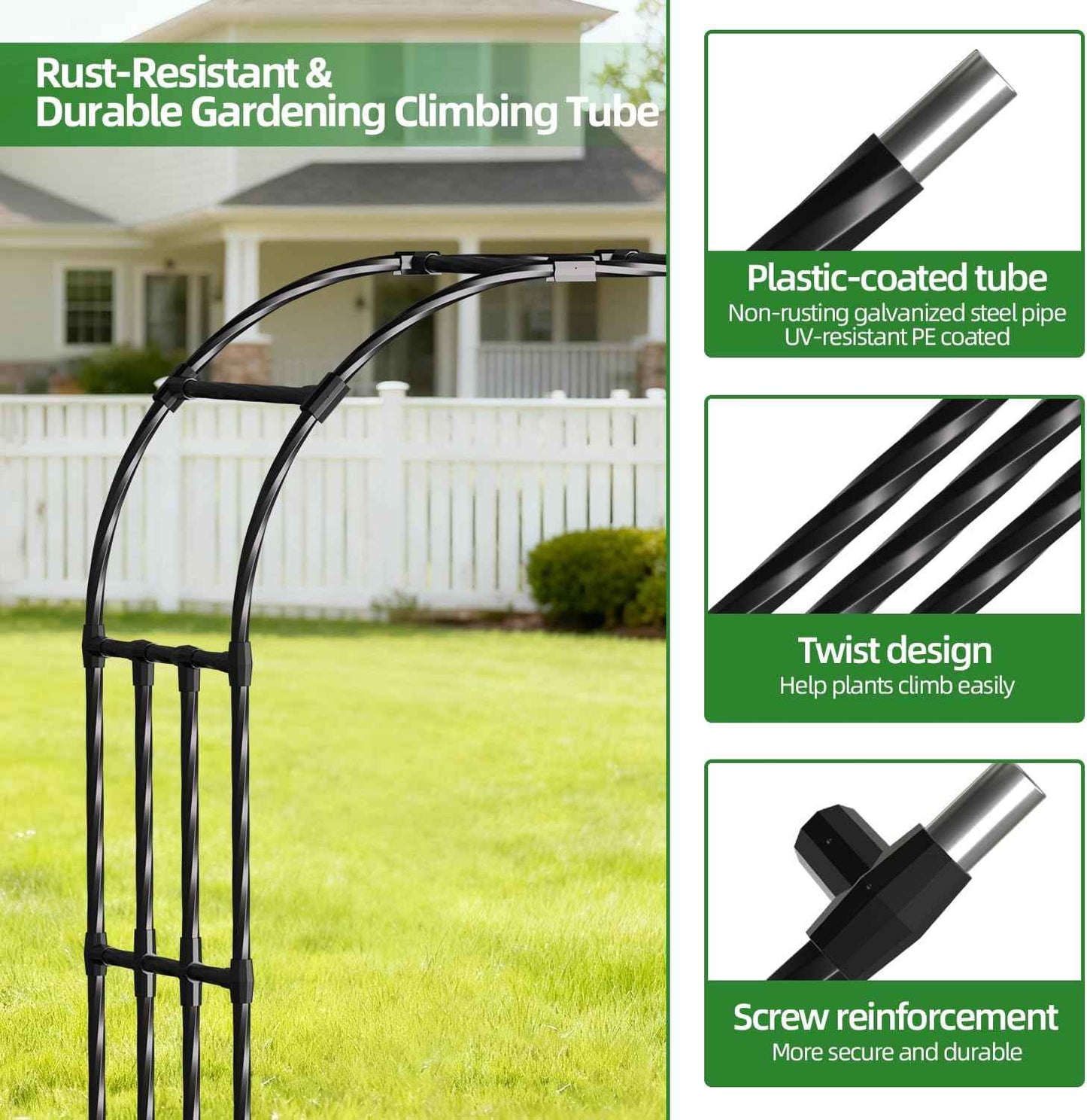 Garden Arch Trellis,4.9x8.5FT Metal Garden Arbor for Climbing Plants Outdoor,Wedding Archway for Lawn Patio Backyard Ceremony Party Decoration,Black