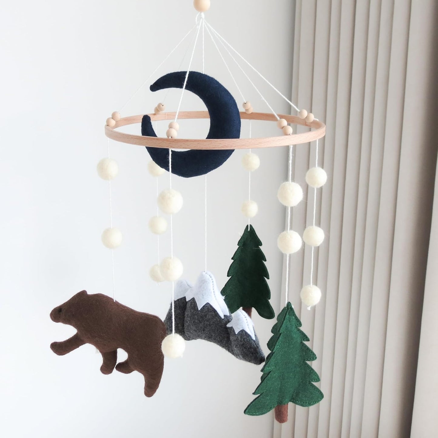 Woodland Mobile for Crib Bear Baby Mobile for Crib Woodland Crib Mobile for Boys Girls Forest Baby Nursery Mobile for Bassinet
