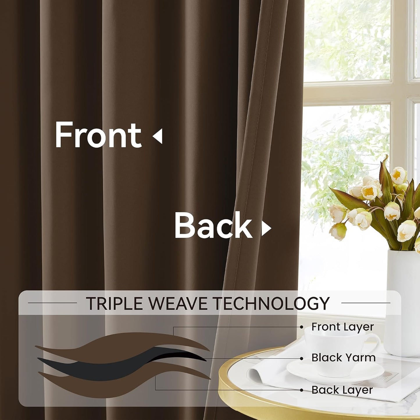 KangBang Dark Brown Blackout Pinch Pleat Curtains 96 Inches Long for Bedroom, Custom Made Pinch Pleated Memory Trained Window Drapes for Living Room Office with Hooks 2 Panels,40”Wx96”L