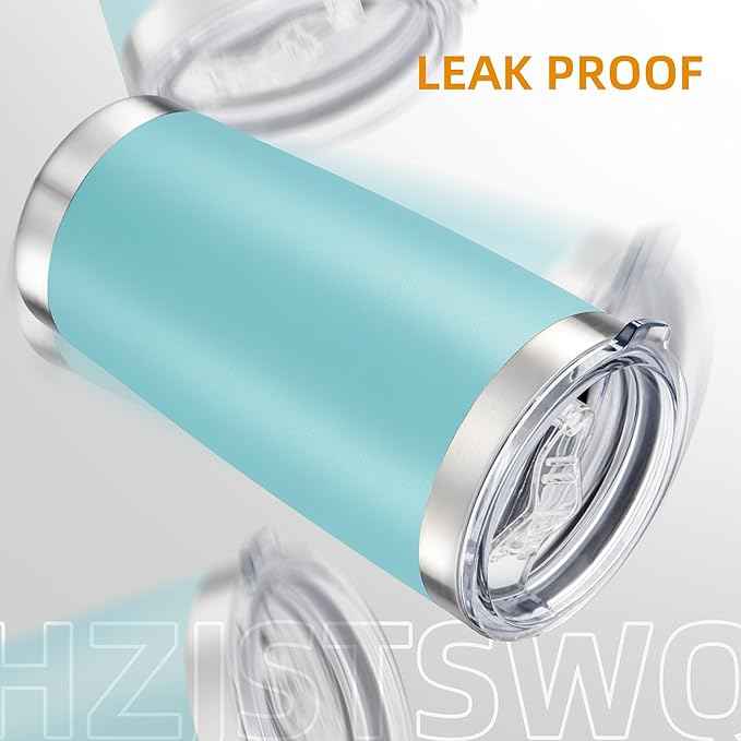 20 oz Tumbler Bulk with Lid Stainless Steel Insulated Tumblers Double Wall Vacuum Coffee Mug Powder Coated Tumbler Cups for Cold and Hot Drinks, Sky Blue, 6 pack