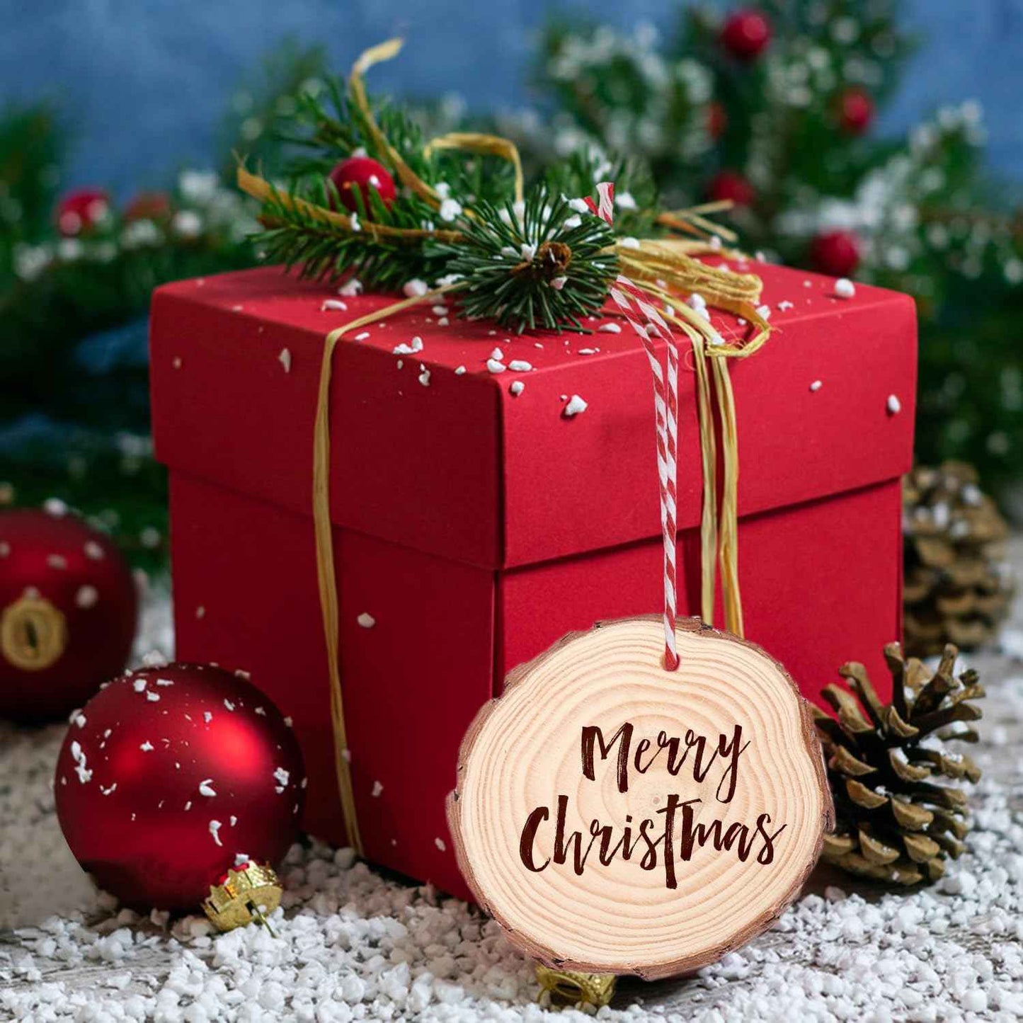 100 PCS 3.2-3.6inch Unfinished Wood Slices, Natural Wood Slices, Predrilled with Hole Wood Slice for DIY Arts Craft Christmas Ornaments