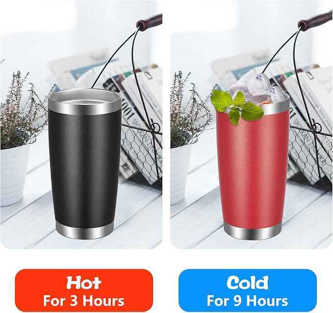 VEGOND 20oz Tumbler with Lid and Straw Stainless Steel Tumbler Cup Bulk Vacuum Insulated Double Wall Travel Coffee Mug Powder Coated Coffee Cup, Black, 12 Pack