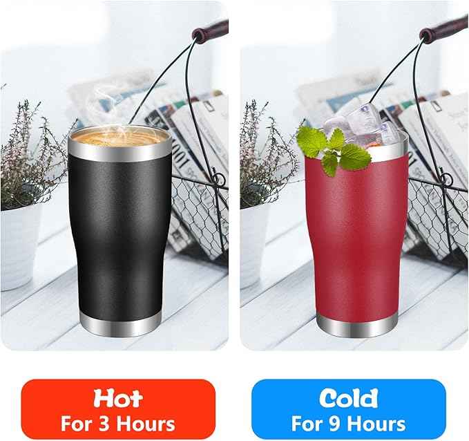 VEGOND 20oz Tumbler Stainless Steel Tumbler Cup with Lid And Straw Vacuum Insulated Double Wall Travel Coffee Mug(Black 12 Pack)