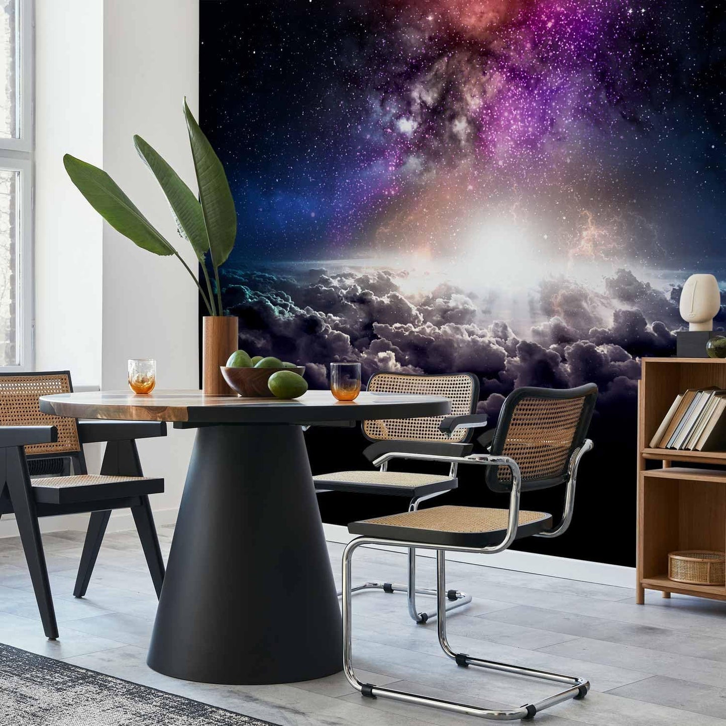 artgeist Wall Mural Galaxy 96x69 in - Peel and Stick Self-Adhesive Wallpaper Removable Large Sticker Foil Wall Decor Print Design Mural Cosmos Sky Star Cloud Purple i-A-10009-a-a