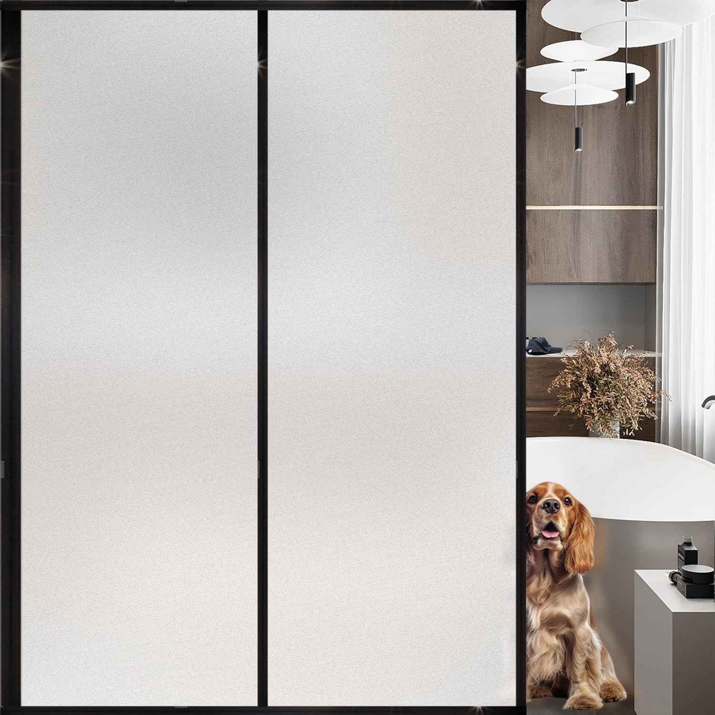 Frosted Window Film, Removable Glass Door Privacy Film, Suitable for Bathrooms, Offices, Static Cling Decorative Film, Reusable Window Stickers (White, 29.6X78.7 Inch)