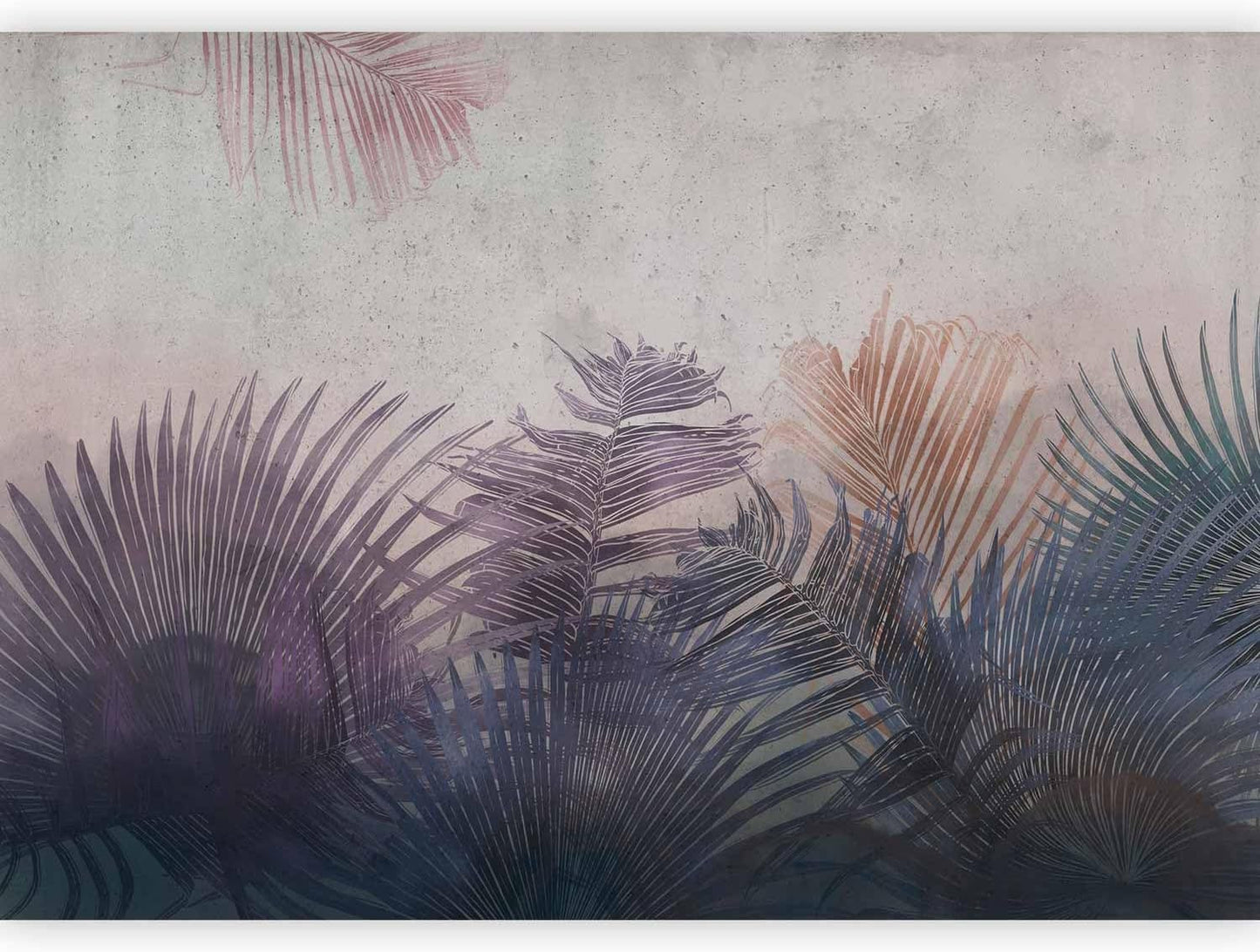 artgeist Wall Mural Jungle 138x101 in - XXL Non-Woven Wallpaper Fleece Wall Decor Photo Print Picture Image Design Leaves Botanical Nature Purple Grey b-A-0827-a-a