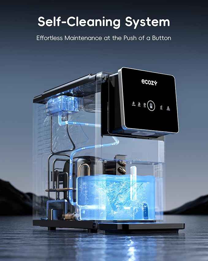 ecozy Nugget Ice Makers Dispenser 40 lbs Per Day Pebble Sonic Ice Machine Countertop, Touch-Free Ice, Self-Cleaning, Mistalo Drop Slim for Home Kitchen Office