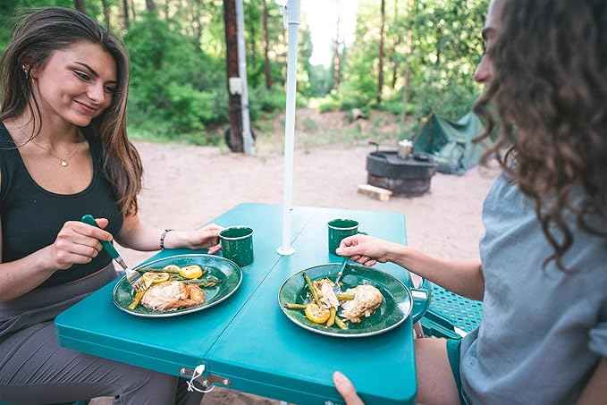 Stansport Deluxe 24-Piece Enamel Tableware Set - Enamel Plates and Bowls Lightweight and Durable Camp Dish Set for Camping and Backpacking Plates and Bowls for 4 People