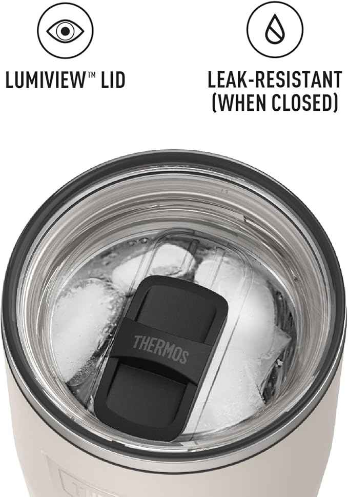 THERMOS ICON SERIES, Stainless Steel Cold Tumbler with Slide Lock, 24 Ounce, Sandstone