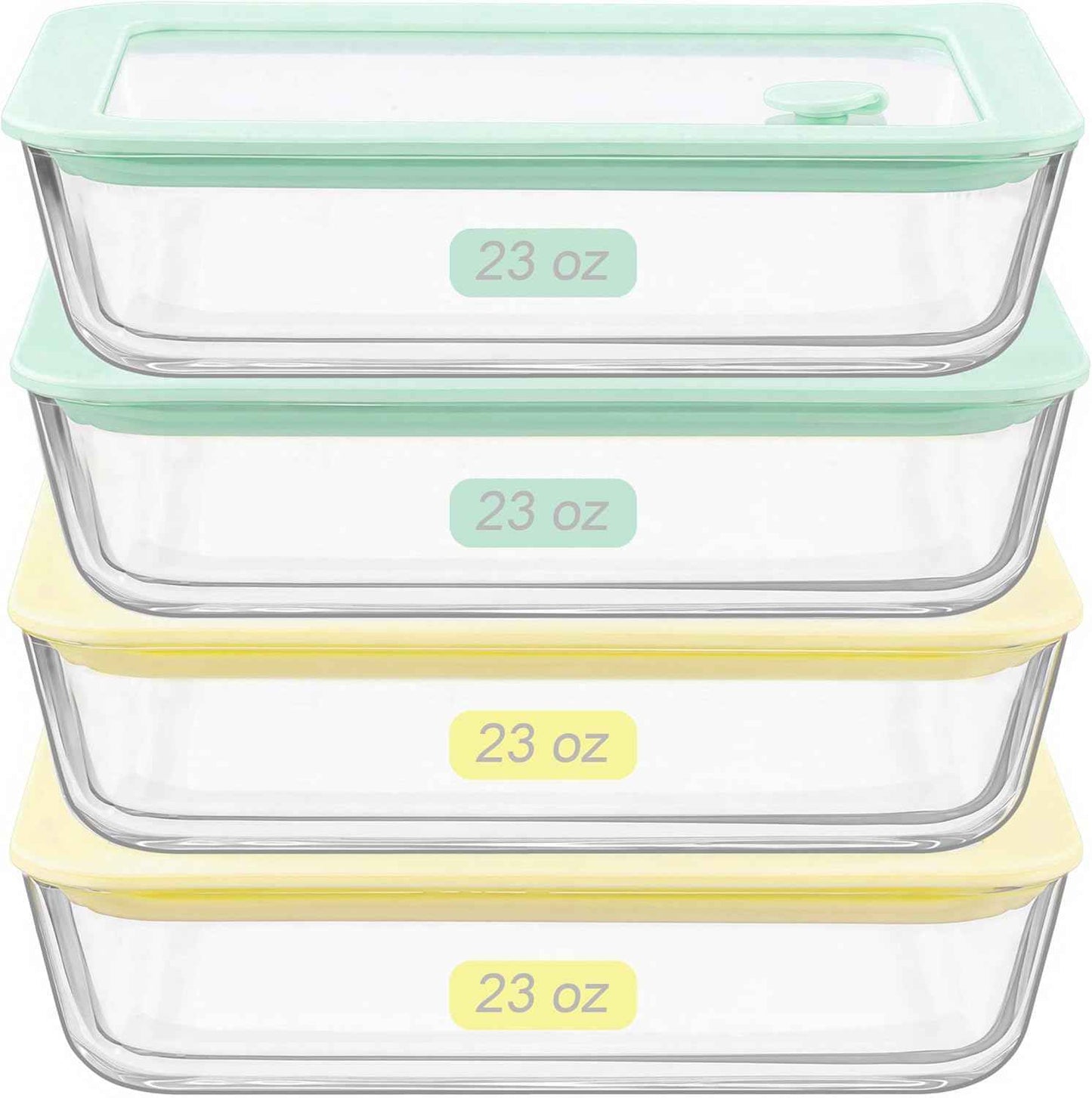 Urban Green Glass Food Container Set with Glass Lid, 4 Pack, Food Storage Containers with Airtight Lid, LeakProof, 100% Plastic Free, Meal Prep Container Set