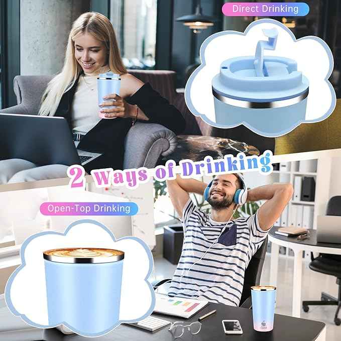 17oz Insulated Travel Coffee Mug with Flip Lid – Leakproof Stainless Steel Insulated Coffee Tumblers, Reusable Coffee Cup for Hot & Cold Drinks, Perfect for Camping & On-the-Go