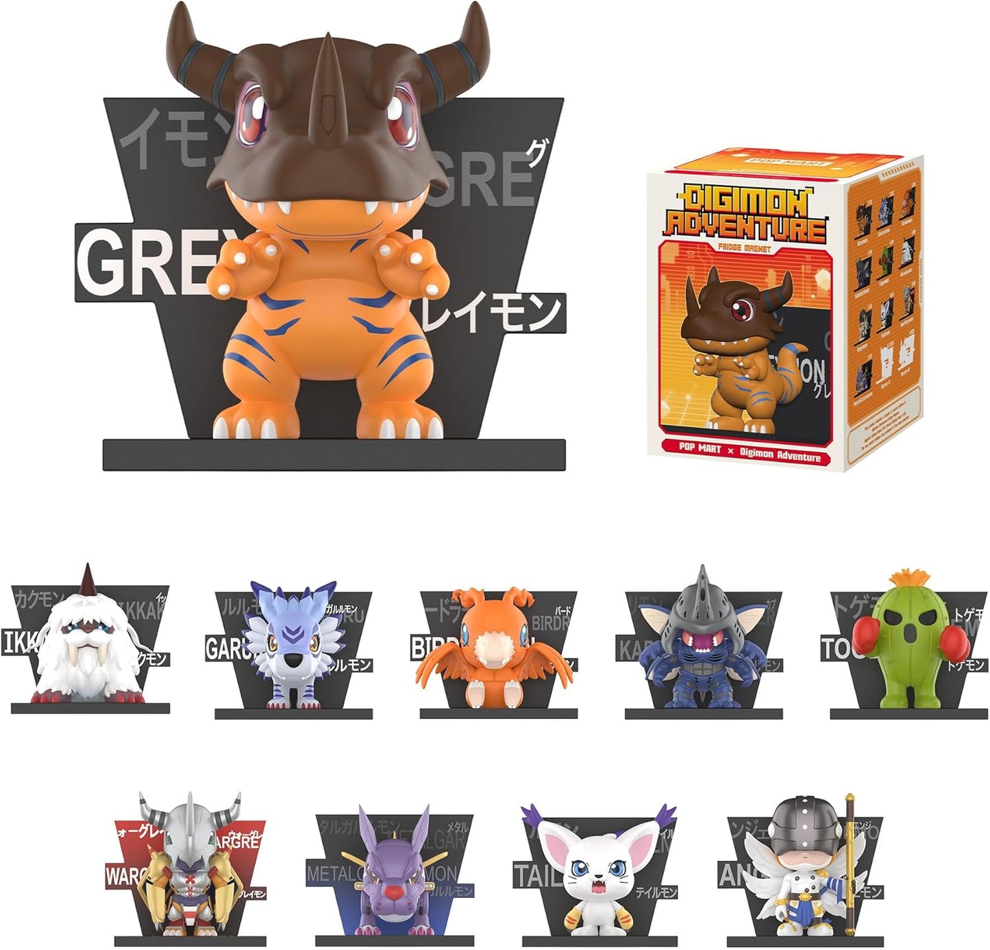 POP MART Digimon Adventure Fridge Magnet Series Blind Box Figures, Random Design Action Figures Collectible Toys Home Decorations, Holiday Birthday Gifts for Girls and Boys, Single Box