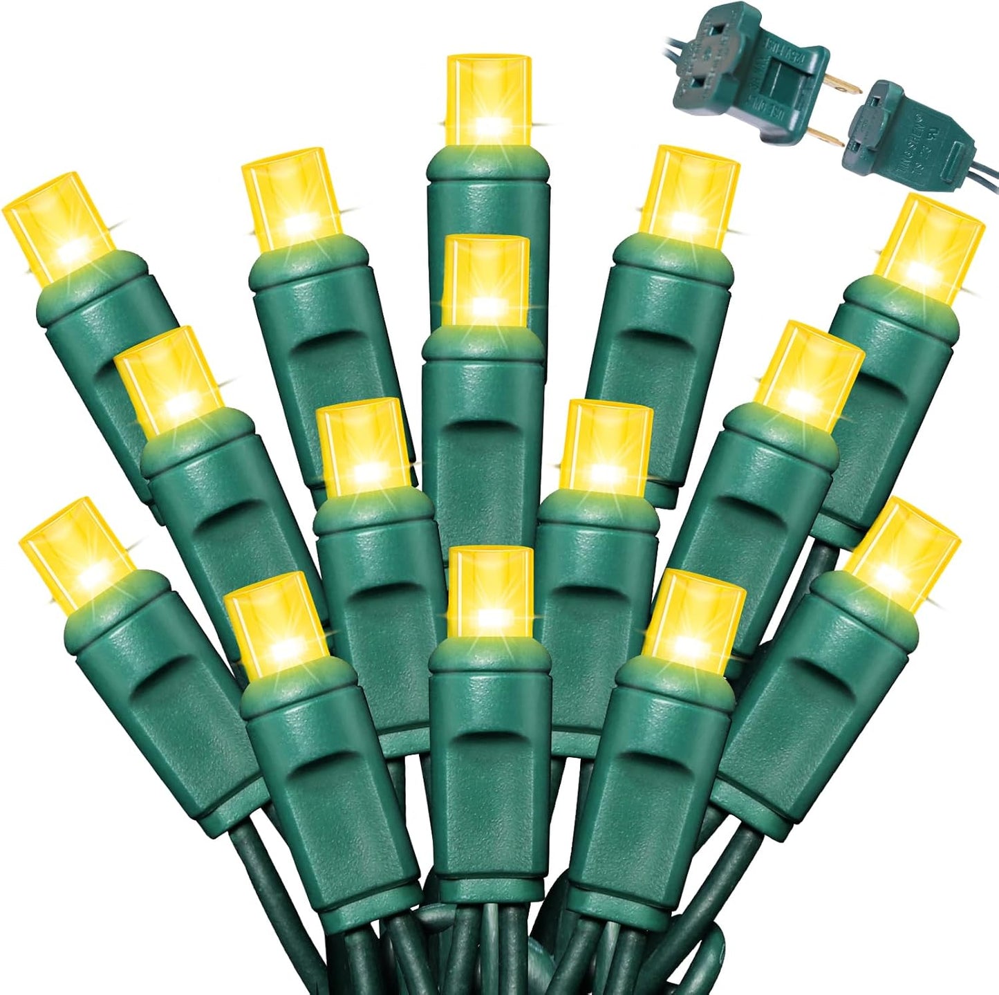 600LED (12pk of 50L) String Lights,LED Christmas Lights, 6" SPACING,Green Wire,Yellow