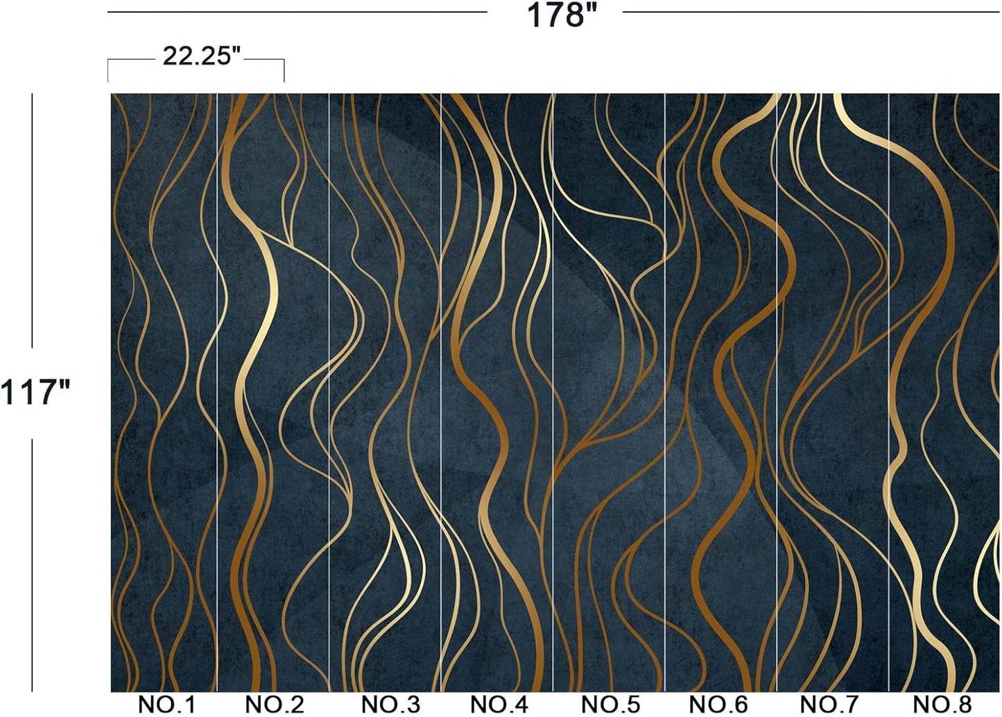 Simple Golden Lines Wall Mural Wallpaper for Bedroom 178" x 117"