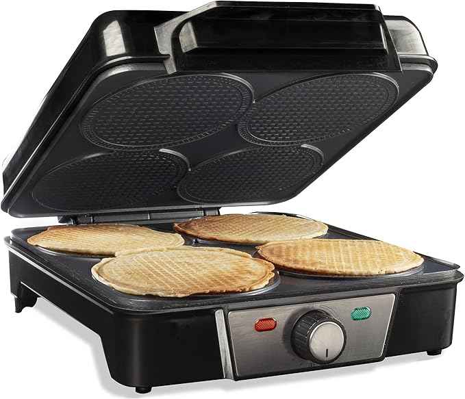 Mini Waffle Ice Cream Cone Maker - Bake 4 Homemade Mini Cones at Once, Includes Shaper Roller - Make Fun Bite Sized Entertaining Desserts for Holiday Parties, Special Occasions and Gift Giving Treats