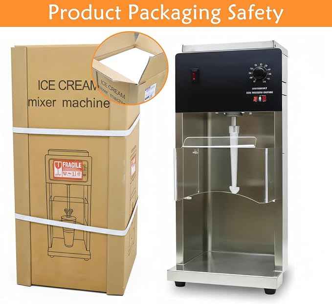 Ice Cream Blender Maker, 110V Soft Serve Machine with 3 Cups,Plastic Spoon,3600r/min Swirl for Yogurt & Shakes, Auto Blender Mixer Machine