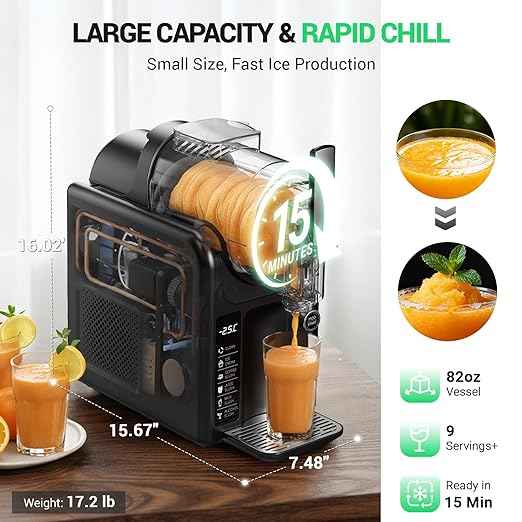 WETIE Slushie Machine, 82oz Slushy Maker with Adjustable Temperature, LED Display, Auto-Clean, 5-in-1 Frozen Drink Maker for Ice Cream, Frappés, Milkshake, Frozen Margaritas, 24H Running for Home