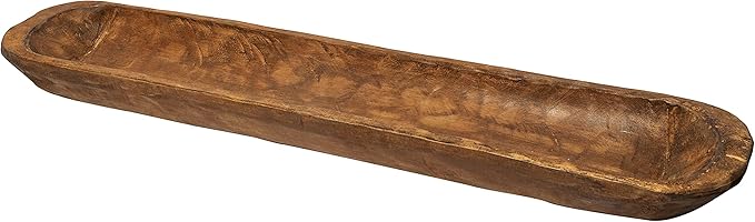 MAINEVENT Decorative Wooden Dough Bowl Decor Approx 30 Inch, Hand Carved Rustic Wood Long Bowl, Large Carved Dough Bowl, Long Wooden Bread Shaped Large Bowl Centerpiece Made in USA