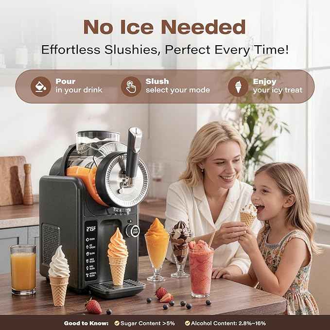 SYINTAO Slushie Machine No Ice Needed, 2-in-1 Frozen Drink & Soft Serve Ice Cream Maker, 75oz Self-Chilling Slushy Maker with 5 Presets, LED Display & Auto Clean for Home & Party (Black)