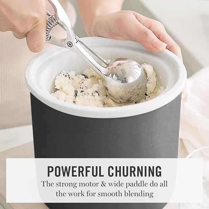 Martha Stewart Ice Cream Maker, 2 Quart Double-Insulated Freezer Bowl, Sorbet & Frozen Yogurt, Ready in 20 Minutes, Mix-Ins Chute, Easy to Clean, Caviar Gray